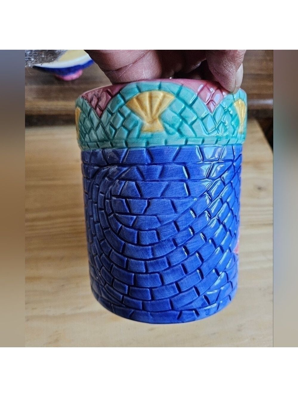 Vintage 90s Clay Art Mosaics 3-piece Ceramic Canister Set - Picture 5 of 16